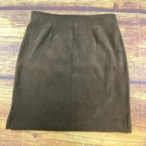 Vintage Ilyza New York Brown Pencil Skirt Size 6 Casual Office Suede Like 90s